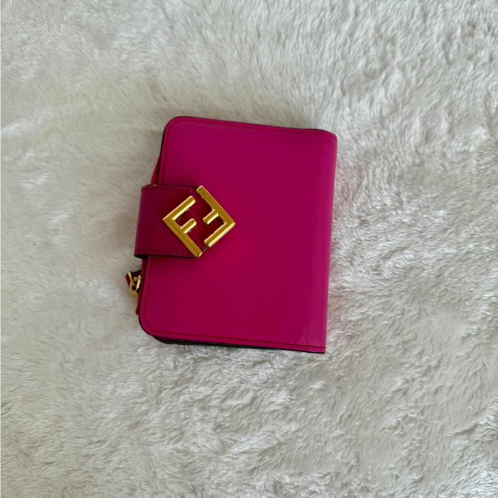 Fendi Hot Pink Wallet with Gold Accent